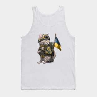 Cat Ukrainian Soldier Tank Top